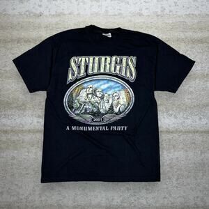 Vintage Y2K Sturgis Biker American Eagle Shirt Mens L North Dakota Short Sleeve